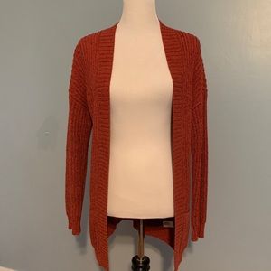 {Express} Orange Ribbed Cardigan